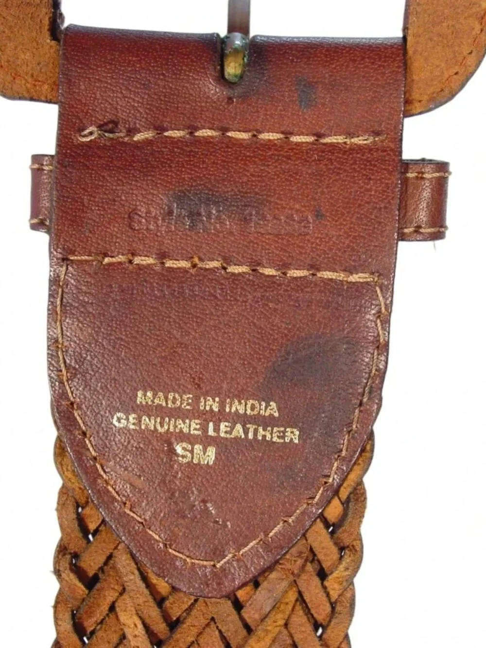 HANDWOVEN Brown Leather Braided Belt Women's S/M - Made in INDIA - Picture 3 of 3